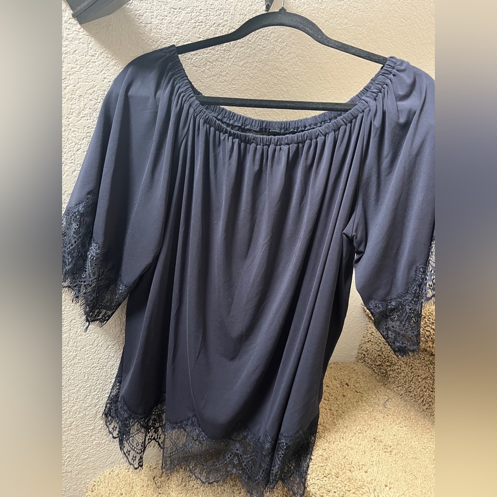 Banana Republic dark navy Lacey soft shirt SZ L